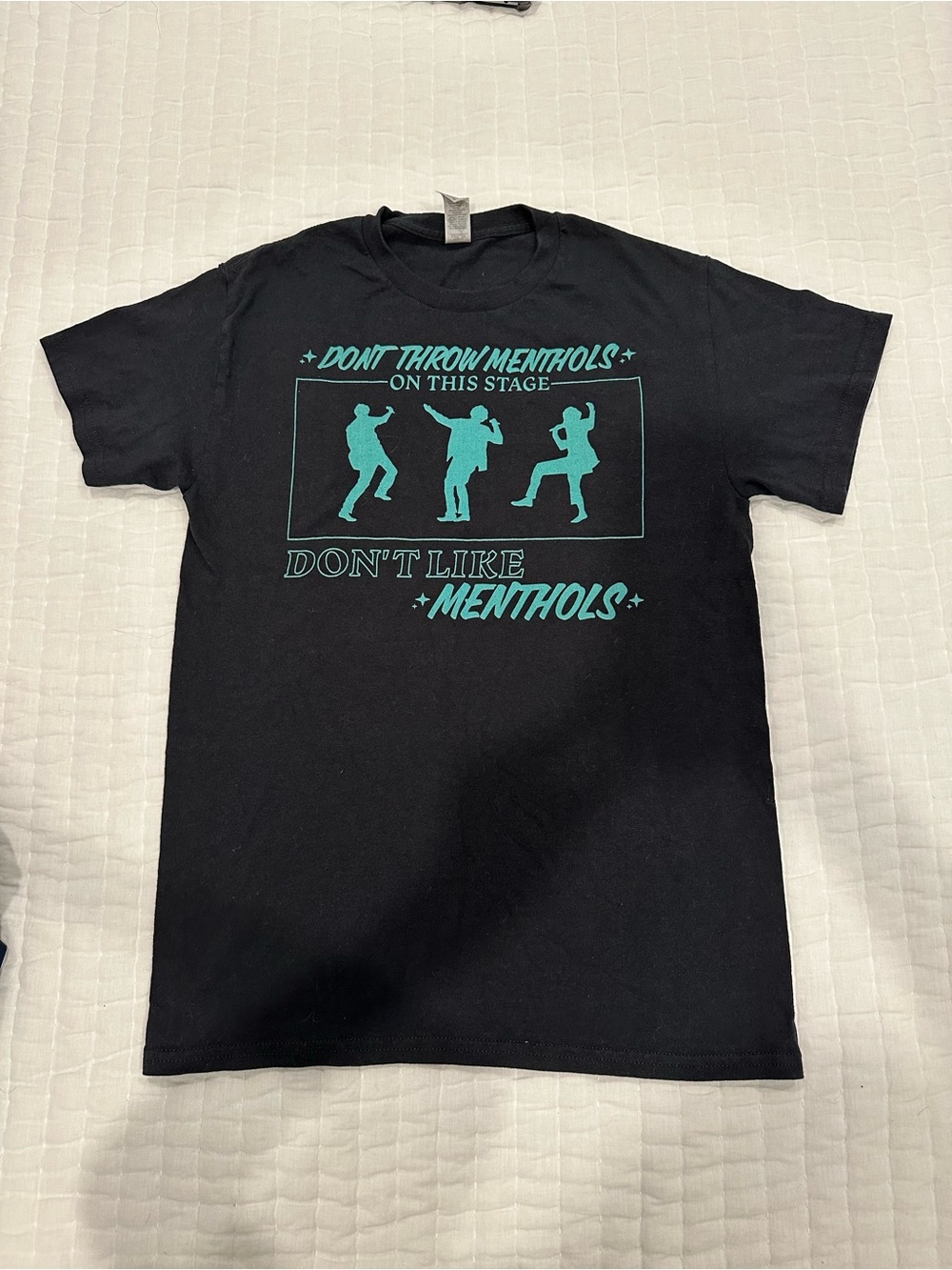 The 1975 Hot Topic Black Tee with Teal Band Graphic